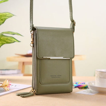 Soft Leather Wallets Touch Screen Mobile Phone Bag for Female Mini Card Holder for Key Coin Purse Vertical Crossbody Money Bags - east2cart.uk