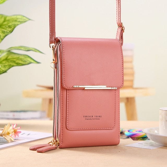 Soft Leather Wallets Touch Screen Mobile Phone Bag for Female Mini Card Holder for Key Coin Purse Vertical Crossbody Money Bags - east2cart.uk