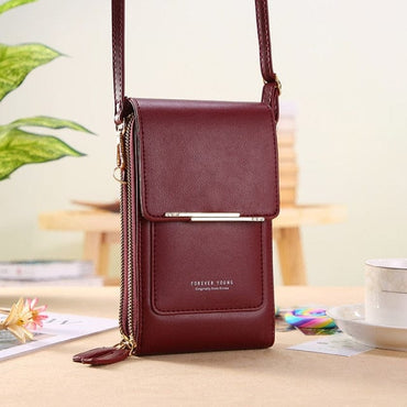 Soft Leather Wallets Touch Screen Mobile Phone Bag for Female Mini Card Holder for Key Coin Purse Vertical Crossbody Money Bags - east2cart.uk