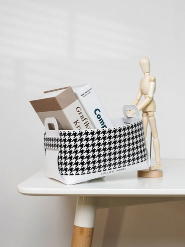Shoe Cabinet Entrance Key Cosmetic Desktop Houndstooth Storage Box Basket Leather Ornaments Snacks Home Creative Ins - east2cart.uk