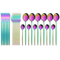 24Pcs/ Black Gold Dinnerware Cutlery Set - east2cart.uk