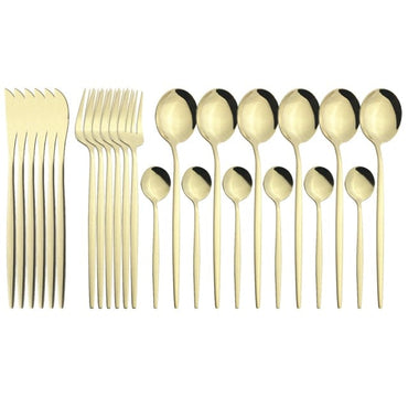 24Pcs/ Black Gold Dinnerware Cutlery Set - east2cart.uk