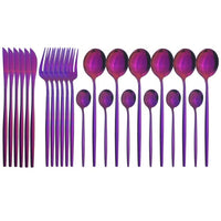 24Pcs/ Black Gold Dinnerware Cutlery Set - east2cart.uk