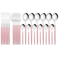 24Pcs/ Black Gold Dinnerware Cutlery Set - east2cart.uk