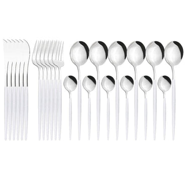 24Pcs/ Black Gold Dinnerware Cutlery Set - east2cart.uk