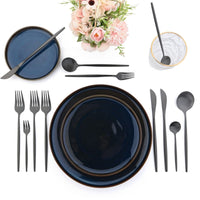 24Pcs Black Matte Stainless Steel Cutlery Set - east2cart.uk