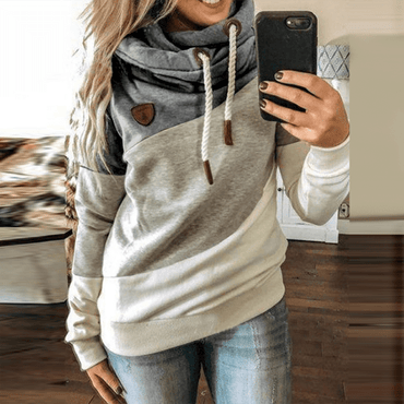 Women Leopard Patchwork Hooded Sweatshirt Autumn Winter Turtleneck Warm Long Sleeve Printed Hoodies Female Drawstring Pullovers - east2cart.uk