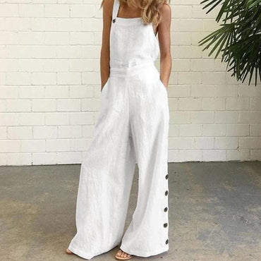 Summer Party Rompers Women Office Overalls Sexy Sleeveless Square Collar Playsuits 2021 VONDA Women Casual Wide Leg Pants S- - east2cart.uk