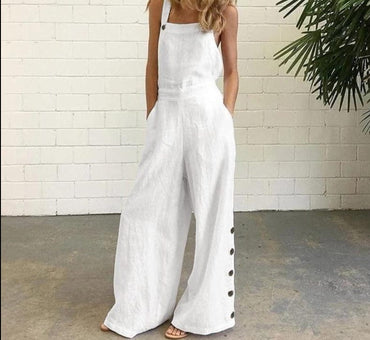 Summer Party Rompers Women Office Overalls Sexy Sleeveless Square Collar Playsuits 2021 VONDA Women Casual Wide Leg Pants S- - east2cart.uk