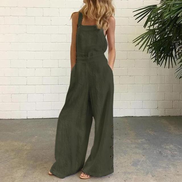 Summer Party Rompers Women Office Overalls Sexy Sleeveless Square Collar Playsuits 2021 VONDA Women Casual Wide Leg Pants S- - east2cart.uk