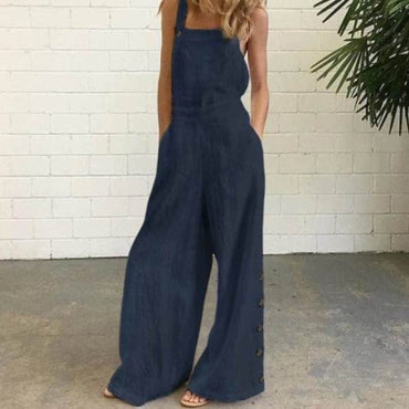 Summer Party Rompers Women Office Overalls Sexy Sleeveless Square Collar Playsuits 2021 VONDA Women Casual Wide Leg Pants S- - east2cart.uk