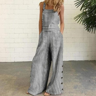 Summer Party Rompers Women Office Overalls Sexy Sleeveless Square Collar Playsuits 2021 VONDA Women Casual Wide Leg Pants S- - east2cart.uk