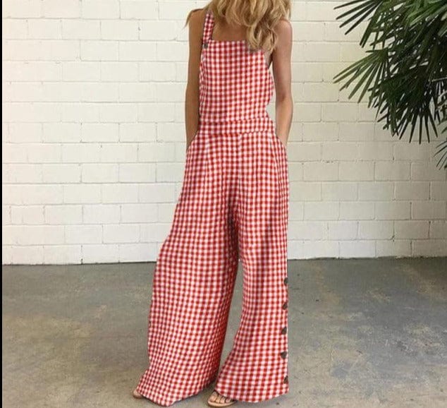 Summer Party Rompers Women Office Overalls Sexy Sleeveless Square Collar Playsuits 2021 VONDA Women Casual Wide Leg Pants S- - east2cart.uk