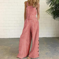 Summer Party Rompers Women Office Overalls Sexy Sleeveless Square Collar Playsuits 2021 VONDA Women Casual Wide Leg Pants S- - east2cart.uk
