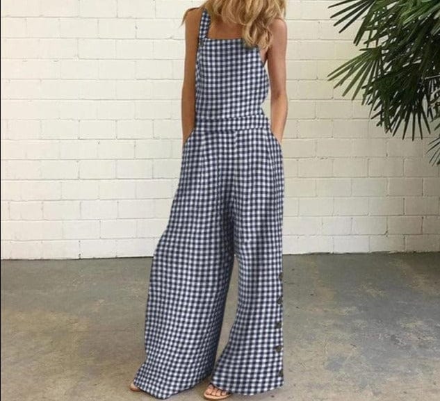 Summer Party Rompers Women Office Overalls Sexy Sleeveless Square Collar Playsuits 2021 VONDA Women Casual Wide Leg Pants S- - east2cart.uk