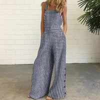 Summer Party Rompers Women Office Overalls Sexy Sleeveless Square Collar Playsuits 2021 VONDA Women Casual Wide Leg Pants S- - east2cart.uk