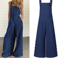 Summer Party Rompers Women Office Overalls Sexy Sleeveless Square Collar Playsuits 2021 VONDA Women Casual Wide Leg Pants S- - east2cart.uk