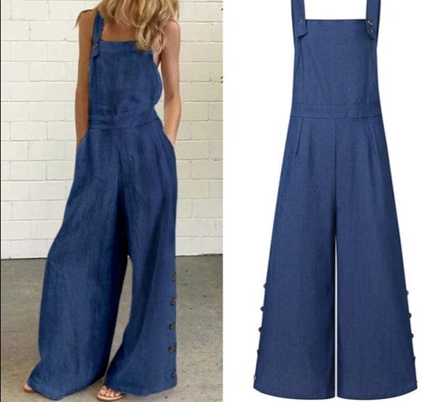 Summer Party Rompers Women Office Overalls Sexy Sleeveless Square Collar Playsuits 2021 VONDA Women Casual Wide Leg Pants S- - east2cart.uk