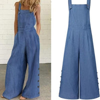 Summer Party Rompers Women Office Overalls Sexy Sleeveless Square Collar Playsuits 2021 VONDA Women Casual Wide Leg Pants S- - east2cart.uk