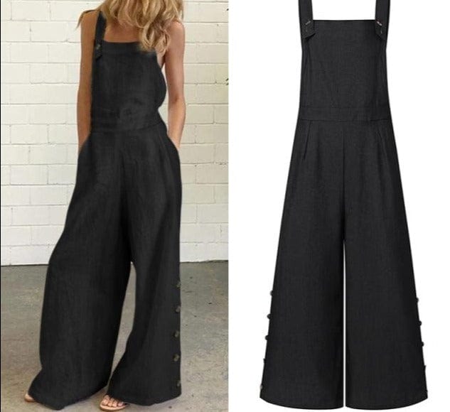 Summer Party Rompers Women Office Overalls Sexy Sleeveless Square Collar Playsuits 2021 VONDA Women Casual Wide Leg Pants S- - east2cart.uk