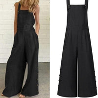 Summer Party Rompers Women Office Overalls Sexy Sleeveless Square Collar Playsuits 2021 VONDA Women Casual Wide Leg Pants S- - east2cart.uk