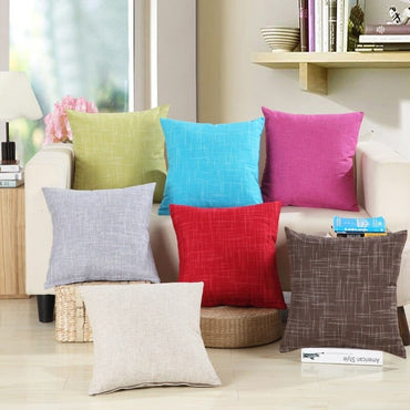 Linen Cushion Cover 60x60cm Solid Color Pillow Sofa Decoration Gift Home Textile Living Room Chair Pillow Case Square Luxury - east2cart.uk
