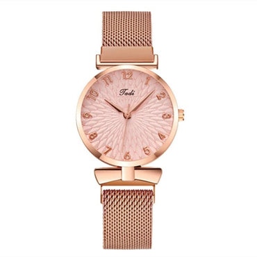 Luxury Women Watches 6pcs Set Elegant Female Wristwatches Magnetic Mesh Band Rose Woman Watch Bracelet montre femme reloj mujer - east2cart.uk