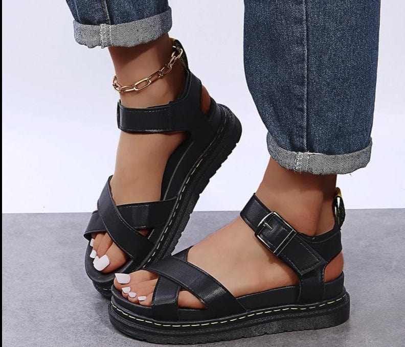 Open Toe Flatform Wedges Shoes Woman Summer Beach Sandals Sexy Women Plus Size PU Leather Sandalias Mujer Sapato Feminino - east2cart.uk