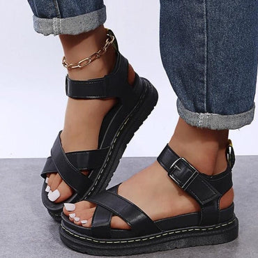 Open Toe Flatform Wedges Shoes Woman Summer Beach Sandals Sexy Women Plus Size PU Leather Sandalias Mujer Sapato Feminino - east2cart.uk