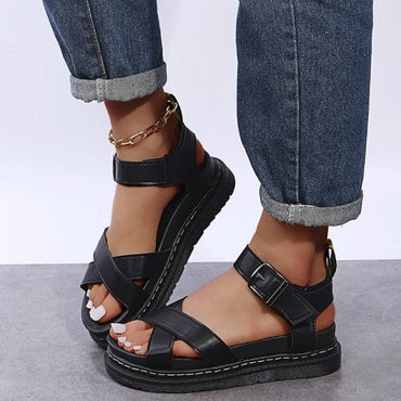 Open Toe Flatform Wedges Shoes Woman Summer Beach Sandals Sexy Women Plus Size PU Leather Sandalias Mujer Sapato Feminino - east2cart.uk