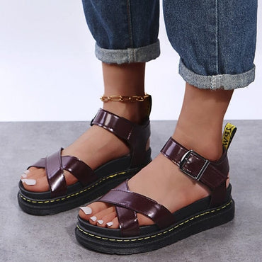 Open Toe Flatform Wedges Shoes Woman Summer Beach Sandals Sexy Women Plus Size PU Leather Sandalias Mujer Sapato Feminino - east2cart.uk