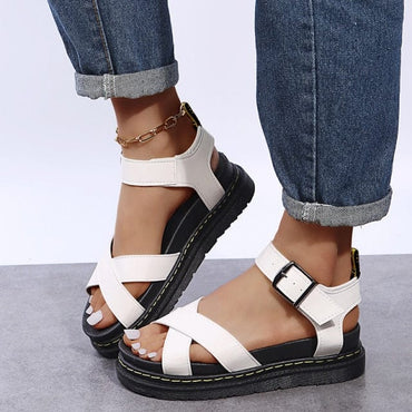 Open Toe Flatform Wedges Shoes Woman Summer Beach Sandals Sexy Women Plus Size PU Leather Sandalias Mujer Sapato Feminino - east2cart.uk