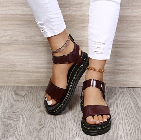 Open Toe Flatform Wedges Shoes Woman Summer Beach Sandals Sexy Women Plus Size PU Leather Sandalias Mujer Sapato Feminino - east2cart.uk