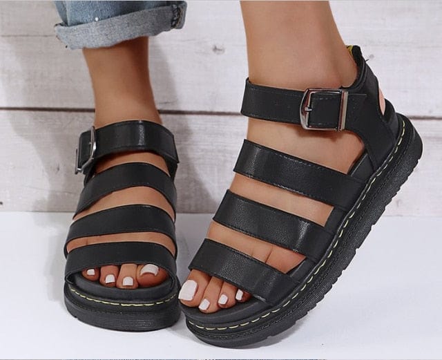 Open Toe Flatform Wedges Shoes Woman Summer Beach Sandals Sexy Women Plus Size PU Leather Sandalias Mujer Sapato Feminino - east2cart.uk