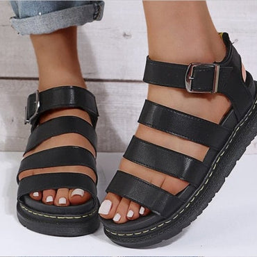 Open Toe Flatform Wedges Shoes Woman Summer Beach Sandals Sexy Women Plus Size PU Leather Sandalias Mujer Sapato Feminino - east2cart.uk