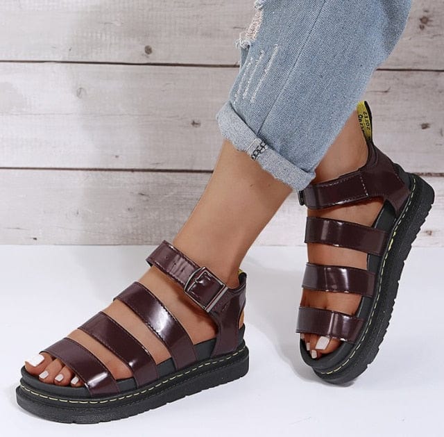 Open Toe Flatform Wedges Shoes Woman Summer Beach Sandals Sexy Women Plus Size PU Leather Sandalias Mujer Sapato Feminino - east2cart.uk