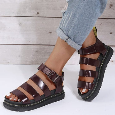 Open Toe Flatform Wedges Shoes Woman Summer Beach Sandals Sexy Women Plus Size PU Leather Sandalias Mujer Sapato Feminino - east2cart.uk