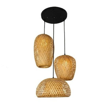 Hand-Woven Hanging Bamboo Lampshades