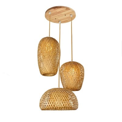 Hand-Woven Hanging Bamboo Lampshades