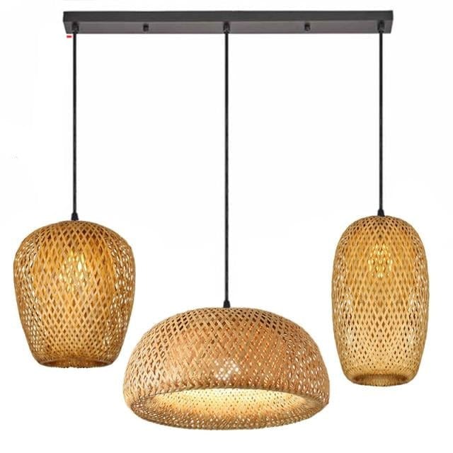 Hand-Woven Hanging Bamboo Lampshades