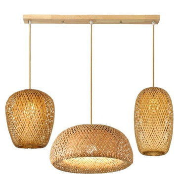 Hand-Woven Hanging Bamboo Lampshades