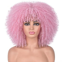 Short Hair Afro Kinky Curly Wigs With Bangs For Black Women African Synthetic Omber Glueless Cosplay Wigs High Temperature Lizzy - east2cart.uk