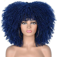 Short Hair Afro Kinky Curly Wigs With Bangs For Black Women African Synthetic Omber Glueless Cosplay Wigs High Temperature Lizzy - east2cart.uk