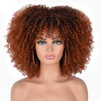 Short Hair Afro Kinky Curly Wigs With Bangs For Black Women African Synthetic Omber Glueless Cosplay Wigs High Temperature Lizzy - east2cart.uk