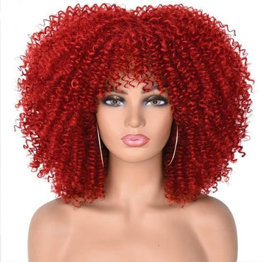 Short Hair Afro Kinky Curly Wigs With Bangs For Black Women African Synthetic Omber Glueless Cosplay Wigs High Temperature Lizzy - east2cart.uk