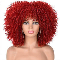 Short Hair Afro Kinky Curly Wigs With Bangs For Black Women African Synthetic Omber Glueless Cosplay Wigs High Temperature Lizzy - east2cart.uk