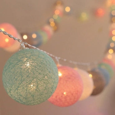40 LED Colourful Cotton Ball String Lights