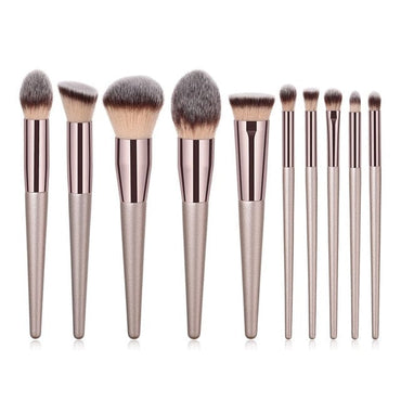 4/10pcs Champagne Makeup Brushes Set - east2cart.uk