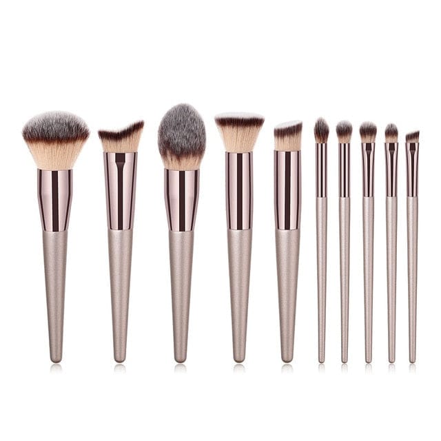 4/10pcs Champagne Makeup Brushes Set - east2cart.uk