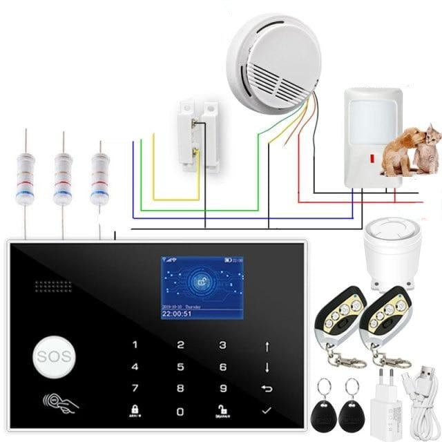 Wifi GSM Alarm System 433MHz Home Burglar Security Alarm Wireless Wired Detector RFID Touch Keyboard Temperature Humidity Alexa - east2cart.uk